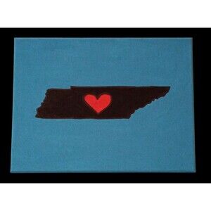 Handmade Tennessee State Heart Canvas Wall Art - Hand Painted TN Home Decor New